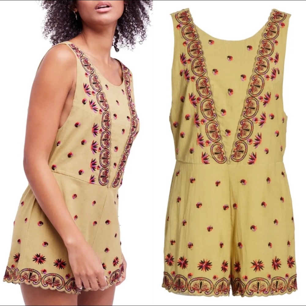 Free People Margarita Romper in Moss Green